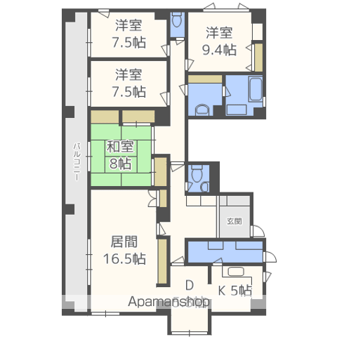 ラベンダー白石(4LDK/3階)の間取り写真