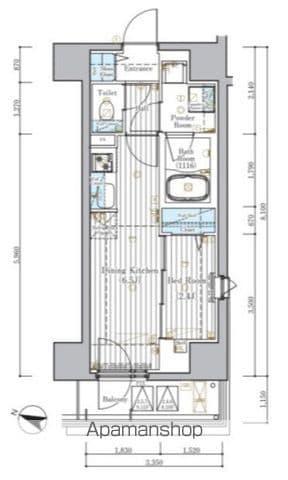 ミライズ横濱サウスレジデンス(1DK/9階)の間取り写真