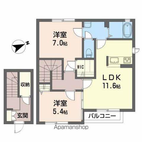 シャーメゾン安達ヶ原B(2LDK/2階)の間取り写真