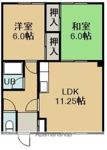 コーポ大國(2LDK/2階)の間取り写真