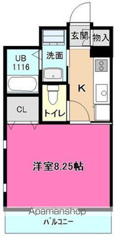 ラフィネ コウテン(1K/2階)の間取り写真