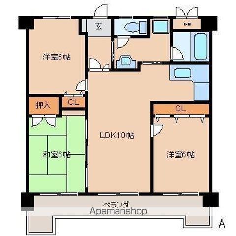 ラパスマンション諏訪野(3LDK/2階)の間取り写真