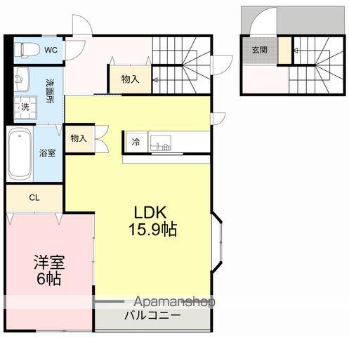 ボナール宮城野(1LDK/2階)の間取り写真