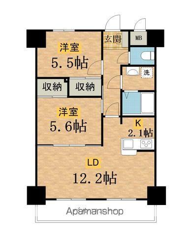 LIVE・TOPIA八王子(2LDK/9階)の間取り写真