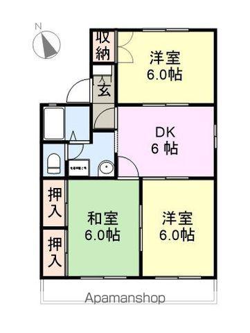 ドミール小木(3DK/1階)の間取り写真