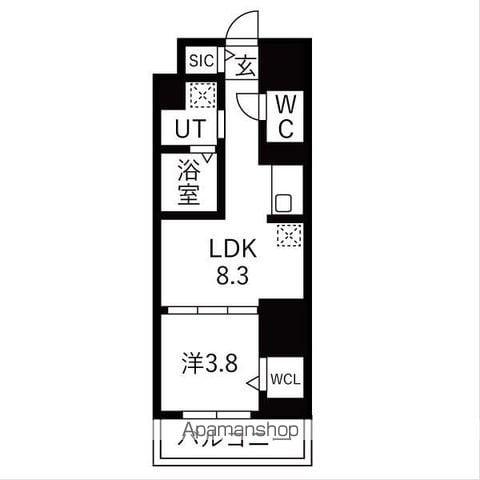 ザ・レジデンスパーク栄(1LDK/5階)の間取り写真