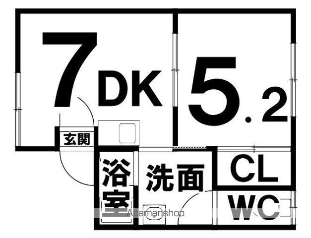 グリーンライフⅢ(1DK/2階)の間取り写真