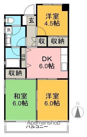 山中ハイツ(3DK/4階)の間取り写真
