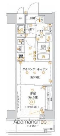 ガリシア亀戸水神(1DK/3階)の間取り写真