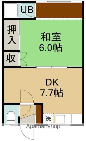 筑波荘(1DK/2階)の間取り写真