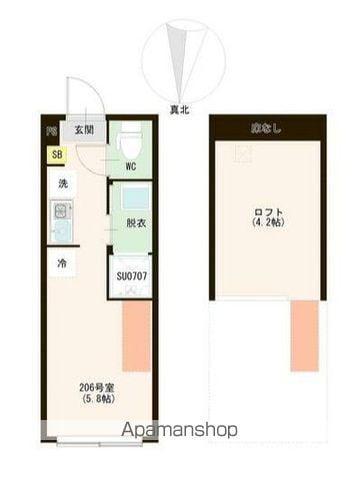  富士見台三丁目6(ワンルーム/2階)の間取り写真