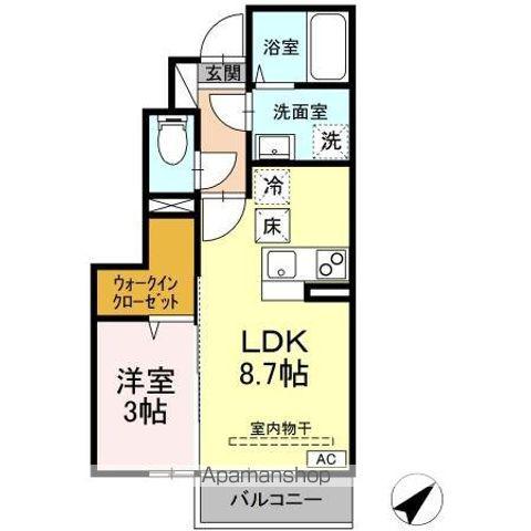 コンフォートシエル(1LDK/1階)の間取り写真