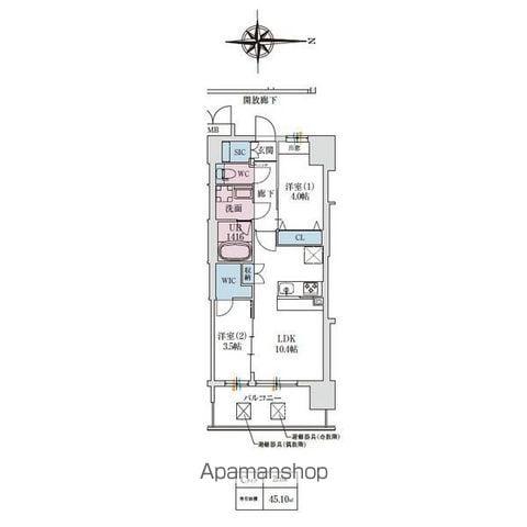 スプランディッドあびこ駅前(2LDK/15階)の間取り写真