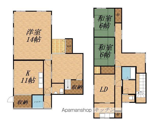 長野県上伊那郡宮田村 2階建 築37年(4LDK)の間取り写真