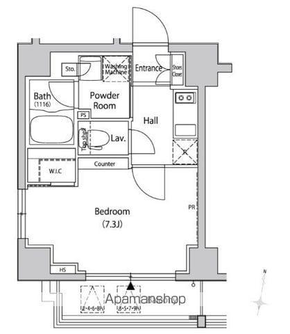 カーサスプレンディッド麹町(1K/2階)の間取り写真