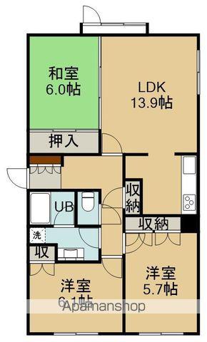 シャトーム若松町(3LDK/1階)の間取り写真