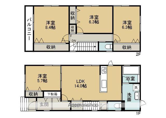 越後線 小針駅 徒歩25分 2階建 築11年(4LDK)の間取り写真