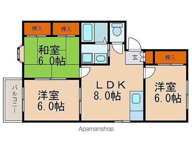 サクラテラス八田(3LDK/2階)の間取り写真
