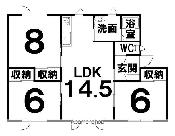 根室本線 帯広駅 徒歩25分 1階建 築30年(3LDK)の間取り写真