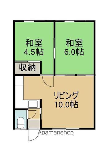 ひのき荘(2LDK/1階)の間取り写真