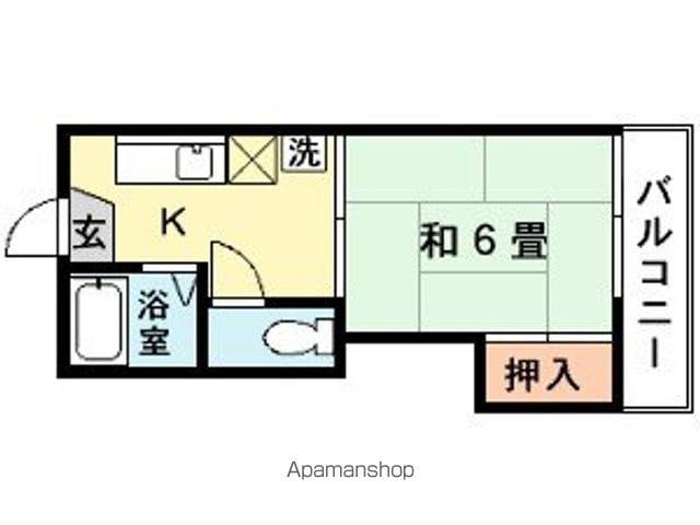 ユタカハイツ(1K/2階)の間取り写真