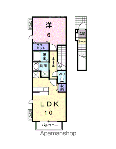 アテスウェイ(1LDK/2階)の間取り写真