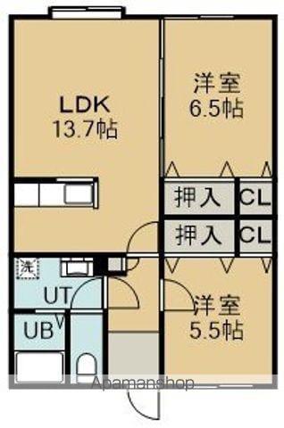 アーバンドムール(2LDK/1階)の間取り写真