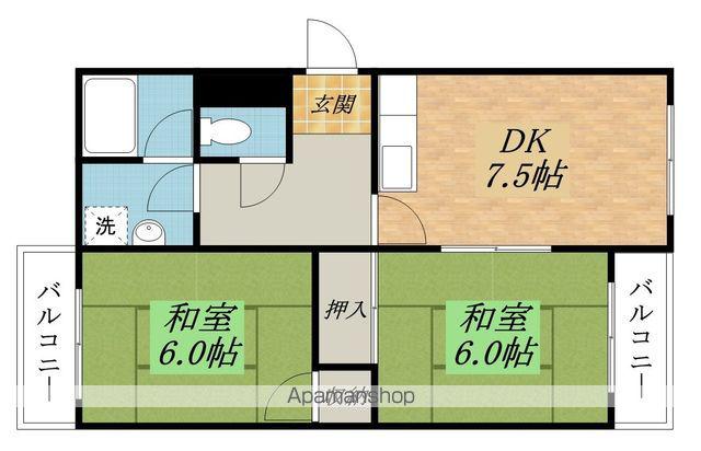 くきのハイツ(2DK/1階)の間取り写真