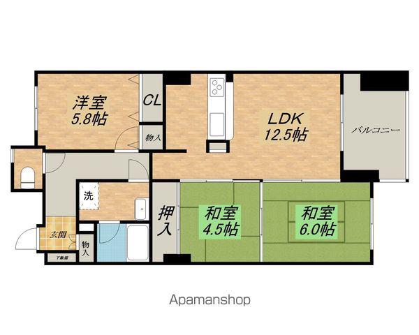 コスモ守山5番館(3LDK/6階)の間取り写真