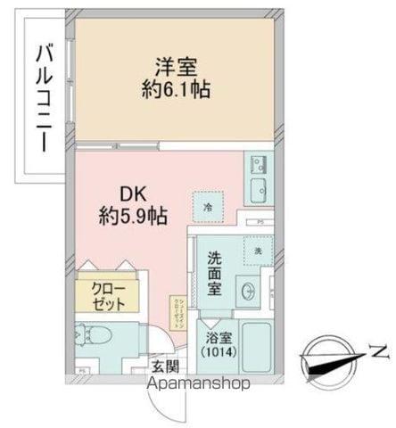 クロレ南流山Ⅵ(1DK/2階)の間取り写真