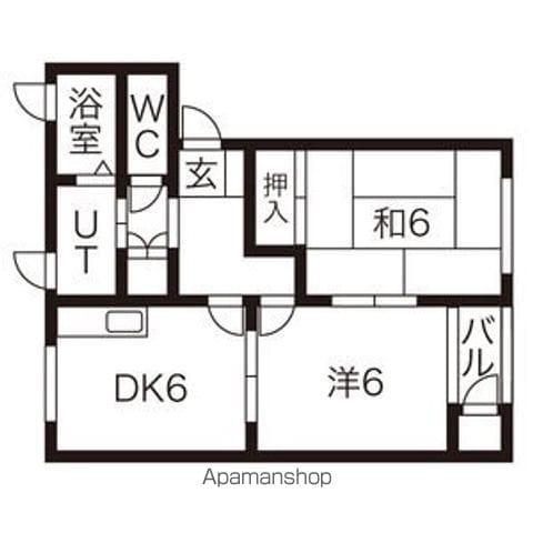 アドラシオンⅡ B棟(2DK/2階)の間取り写真