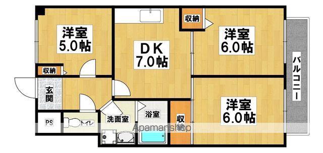 サンコートウイング(3DK/2階)の間取り写真