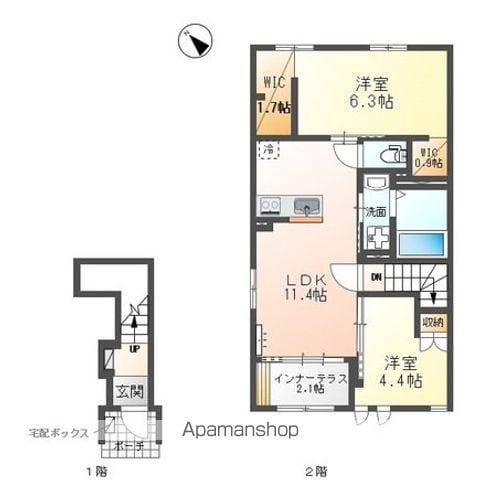 CROSS TERRACE(2LDK/2階)の間取り写真