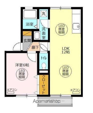 メゾン森PARTⅦ・Ⅷ(1LDK/1階)の間取り写真