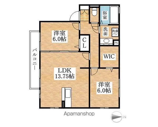 アムール丹陽(2LDK/2階)の間取り写真