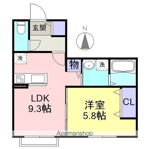 パピルスⅡ(1LDK/2階)の間取り写真