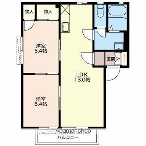 クランヴェール A(2LDK/1階)の間取り写真