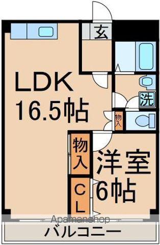 ハイネスグリューネ(1LDK/2階)の間取り写真
