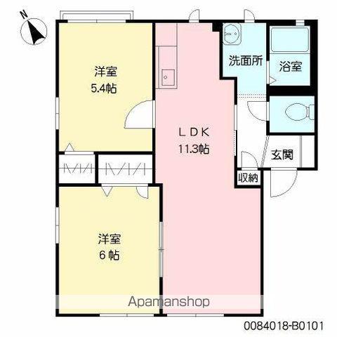 シェトワ弐番館(2LDK/1階)の間取り写真