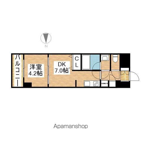 ルネフラッツ今池駅前サウス(1DK/12階)の間取り写真