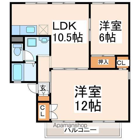 セジュールHAYASHI F棟(2LDK/2階)の間取り写真