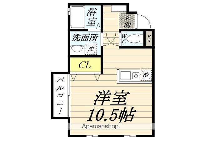 ガーデンハウス(ワンルーム/2階)の間取り写真