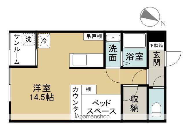 ヴィトーリア(ワンルーム/1階)の間取り写真