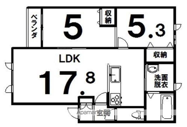 根室本線 帯広駅 バス乗車時間：22分 常磐通６丁目バス停で下車 徒歩3分 3階建 築11年(2LDK/1階)の間取り写真