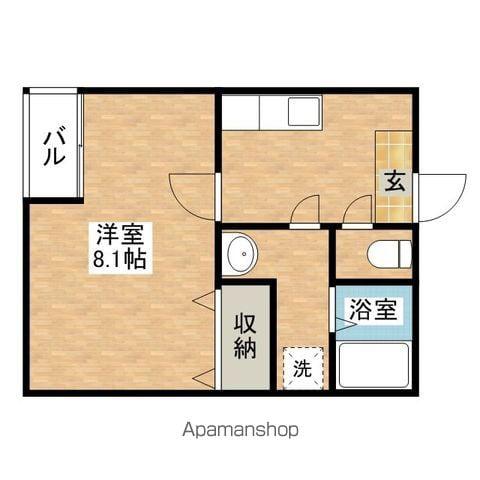 クレフラスト空港北B棟(1K/1階)の間取り写真