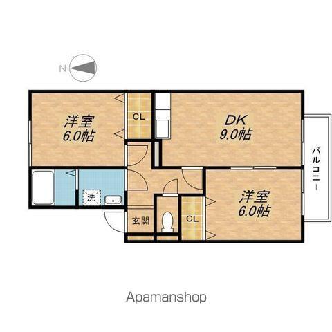 CASA甲賀(2DK/2階)の間取り写真