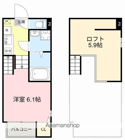 アリッサム東仙台(1K/1階)の間取り写真