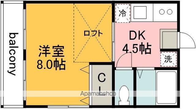 水崎ハイツ(1DK/2階)の間取り写真