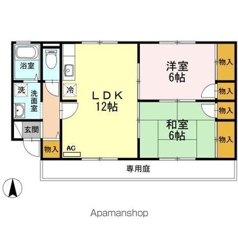 ステーションハウス久米 3 B(2LDK/1階)の間取り写真