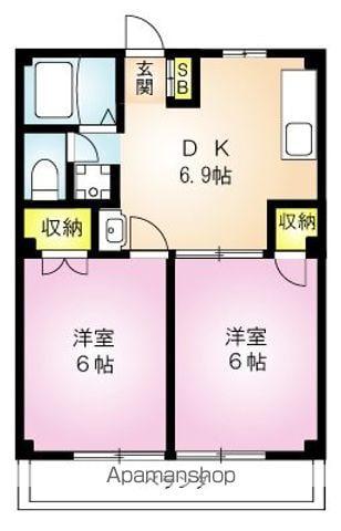 リバーサイド多摩(2DK/2階)の間取り写真